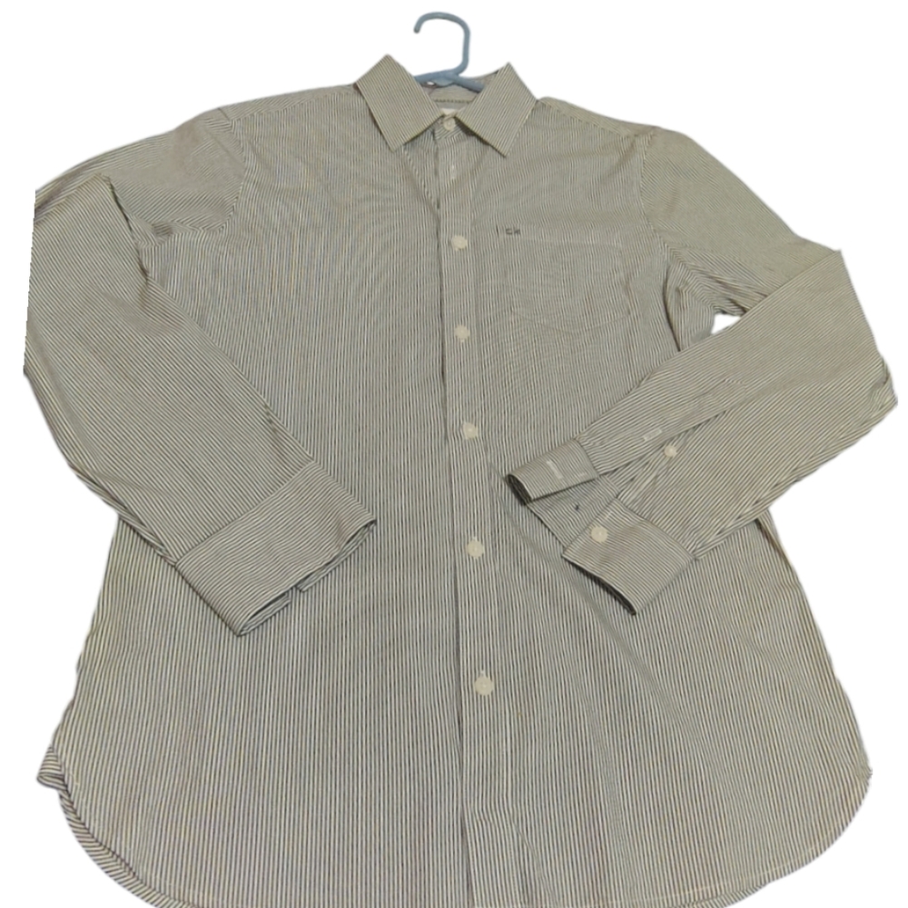 Calvin Klein Camisa con botones a rayas con logotipo de monograma para‎ hombres